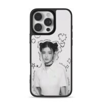 NewJeans Danielle double bun doodle iPhone 16 Pro Max Black Case