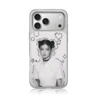 NewJeans Danielle double bun doodle iPhone 17 Pro Max Electroplated Silver Case1