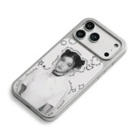 NewJeans Danielle double bun doodle iPhone 17 Pro Max Electroplated Silver Case2