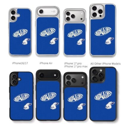 NewJeans logo and white bunny blue Chris Brown Phone Case Black Electroplated Silver For Iphone 11 To 17