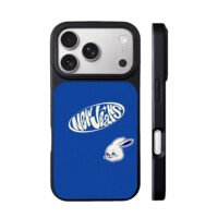 NewJeans logo and white bunny blue iPhone 17 Pro Max Black Case