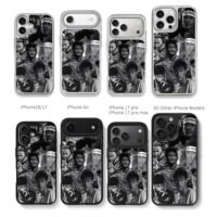 Neymar 100 Jesus football collage Chris Brown Phone Case Black Electroplated Silver For Iphone 11 To 17