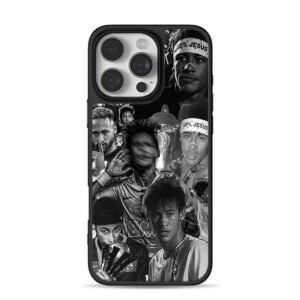 Neymar 100 Jesus football collage Phone Case for iPhone 11-17 & Samsung Galaxy S24-S26