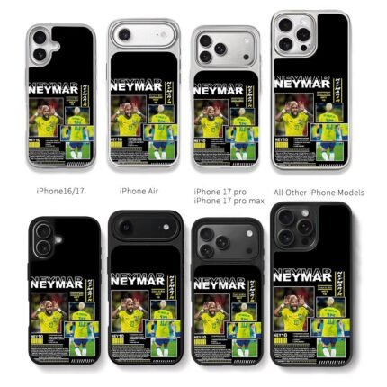 Neymar Jr Brazil 10 soccer collage Chris Brown Phone Case Black Electroplated Silver For Iphone 11 To 17