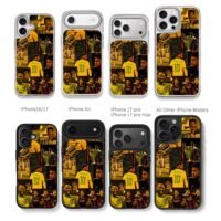 Neymar Jr collage with messi suarez Chris Brown Phone Case Black Electroplated Silver For Iphone 11 To 17