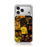 Neymar Jr collage with messi suarez iPhone 17 Pro Max Electroplated Silver Case1