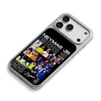 Neymar Jr football photo collage iPhone 17 Pro Max Electroplated Silver Case2