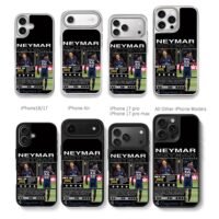 Neymar JR PSG football star collage Chris Brown Phone Case Black Electroplated Silver For Iphone 11 To 17