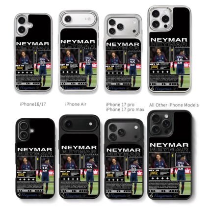 Neymar JR PSG football star collage Chris Brown Phone Case Black Electroplated Silver For Iphone 11 To 17