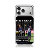 Neymar JR PSG football star collage iPhone 17 Pro Max Electroplated Silver Case1