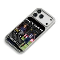Neymar JR PSG football star collage iPhone 17 Pro Max Electroplated Silver Case2