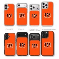 NFL Bengals B stripe orange Chris Brown Phone Case Black Electroplated Silver For Iphone 11 To 17
