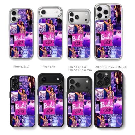 Nicki Minaj Barbie pink purple art Chris Brown Phone Case Black Electroplated Silver For Iphone 11 To 17