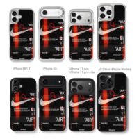Nike 85 Off White Virgil Abloh AIR Chris Brown Phone Case Black Electroplated Silver For Iphone 11 To 17