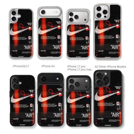 Nike 85 Off White Virgil Abloh AIR Chris Brown Phone Case Black Electroplated Silver For Iphone 11 To 17