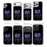 Nike Air Max90 purple shoes 90 text Chris Brown Phone Case Black Electroplated Silver For Iphone 11 To 17