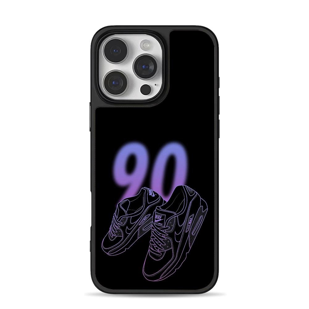 Nike Air Max90 purple shoes 90 text iPhone 16 Pro Max Black Case Nike Air Max90 purple shoes 90 text Phone Case for iPhone 11-17 & Samsung Galaxy S24-S26 - Image 1