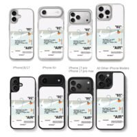 Nike OffWhite AJ1 85 shoelace print Chris Brown Phone Case Black Electroplated Silver For Iphone 11 To 17