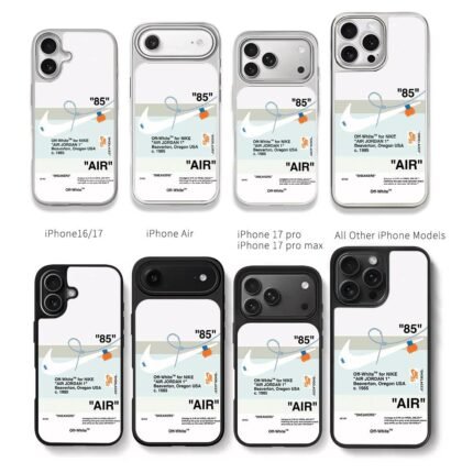 Nike OffWhite AJ1 85 shoelace print Chris Brown Phone Case Black Electroplated Silver For Iphone 11 To 17