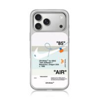 Nike OffWhite AJ1 85 shoelace print iPhone 17 Pro Max Electroplated Silver Case1