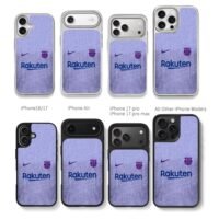 Nike Rakuten Barca purple jersey Chris Brown Phone Case Black Electroplated Silver For Iphone 11 To 17