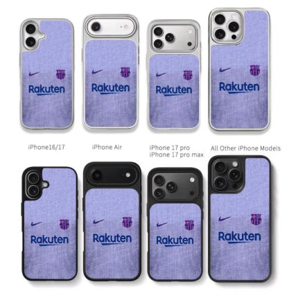 Nike Rakuten Barca purple jersey Chris Brown Phone Case Black Electroplated Silver For Iphone 11 To 17