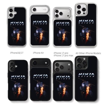 Ninja Gaiden crouching katana ninja Chris Brown Phone Case Black Electroplated Silver For Iphone 11 To 17