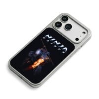Ninja Gaiden crouching katana ninja iPhone 17 Pro Max Electroplated Silver Case2