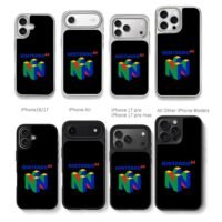 Nintendo 64 overlapping 3D N logo Chris Brown Phone Case Black Electroplated Silver For Iphone 11 To 17