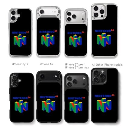 Nintendo 64 overlapping 3D N logo Chris Brown Phone Case Black Electroplated Silver For Iphone 11 To 17