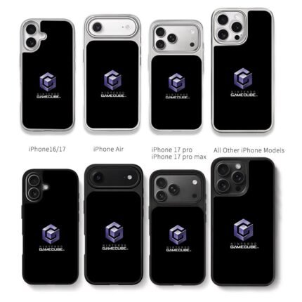 Nintendo GameCube purple 3D logo Chris Brown Phone Case Black Electroplated Silver For Iphone 11 To 17
