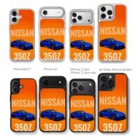 Nissan 350Z blue car on orange Chris Brown Phone Case Black Electroplated Silver For Iphone 11 To 17