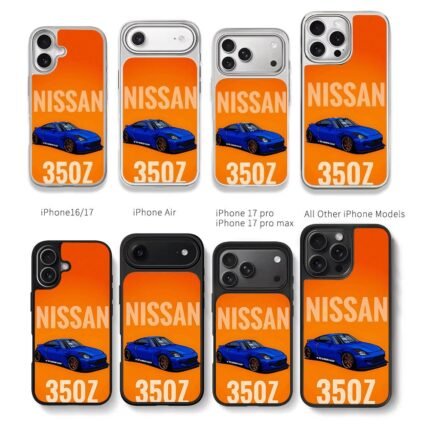 Nissan 350Z blue car on orange Chris Brown Phone Case Black Electroplated Silver For Iphone 11 To 17