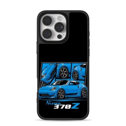 Nissan 370Z blue cartoon car iPhone 16 Pro Max Black Case