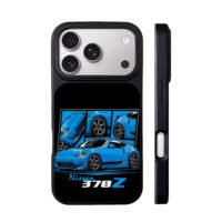 Nissan 370Z blue cartoon car iPhone 17 Pro Max Black Case