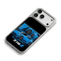 Nissan 370Z blue cartoon car iPhone 17 Pro Max Electroplated Silver Case2