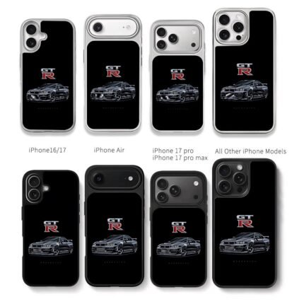 Nissan Skyline GTR R34 artwork Chris Brown Phone Case Black Electroplated Silver For Iphone 11 To 17