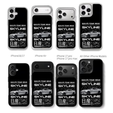 Nissan Skyline GT-R with text Chris Brown Phone Case Black Electroplated Silver For Iphone 11 To 17