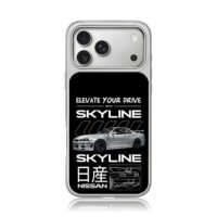 Nissan Skyline GT-R with text iPhone 17 Pro Max Electroplated Silver Case1