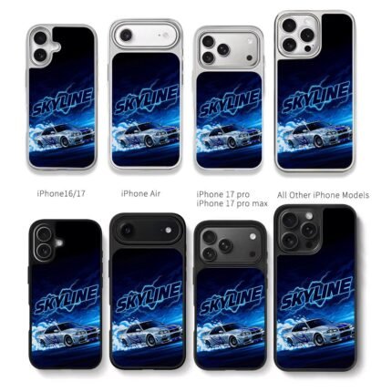 Nissan Skyline R34 drift neon light Chris Brown Phone Case Black Electroplated Silver For Iphone 11 To 17