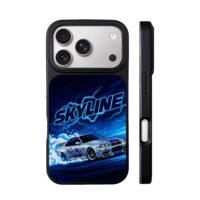 Nissan Skyline R34 drift neon light iPhone 17 Pro Max Black Case