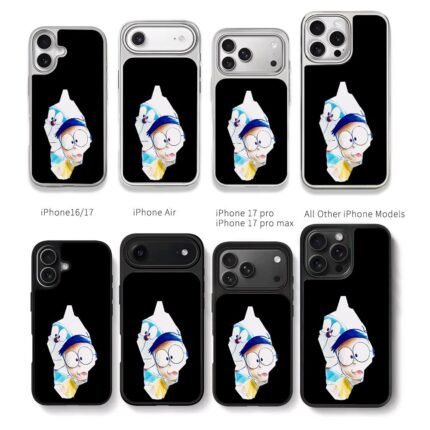 Nobita Doraemon peekaboo torn paper Chris Brown Phone Case Black Electroplated Silver For Iphone 11 To 17