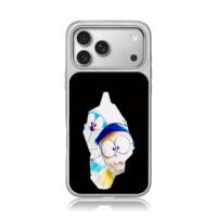Nobita Doraemon peekaboo torn paper iPhone 17 Pro Max Electroplated Silver Case1