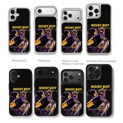 Noisy Boy cyberpunk mecha robot art Chris Brown Phone Case Black Electroplated Silver For Iphone 11 To 17