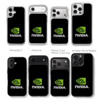 NVIDIA branded logo green square white text Chris Brown Phone Case Black Electroplated Silver For Iphone 11 To 17