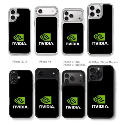NVIDIA branded logo green square white text Chris Brown Phone Case Black Electroplated Silver For Iphone 11 To 17