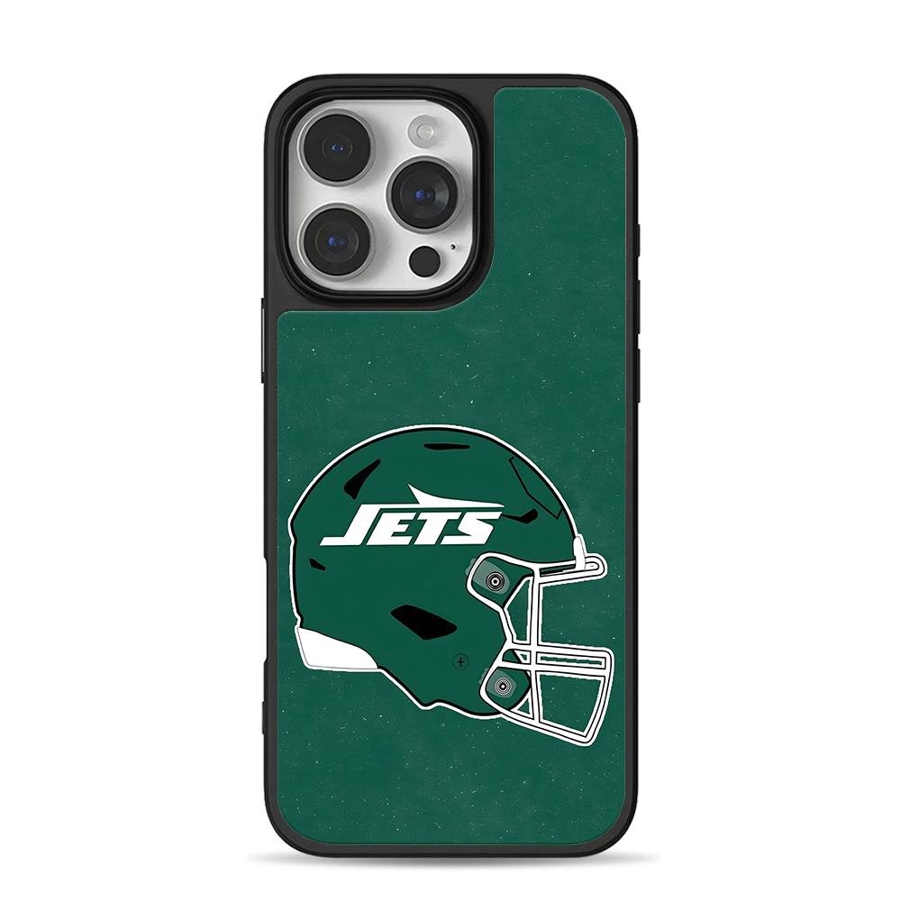 NY Jets NFL football helmet graphic iPhone 16 Pro Max Black Case NY Jets NFL football helmet graphic Phone Case for iPhone 11-17 & Samsung Galaxy S24-S26 - Image 1