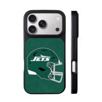 NY Jets NFL football helmet graphic iPhone 17 Pro Max Black Case