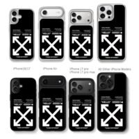 Off White Apple arrow hello print Chris Brown Phone Case Black Electroplated Silver For Iphone 11 To 17
