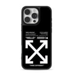 Off White Apple arrow hello print Phone Case for iPhone 11-17 & Samsung Galaxy S24-S26